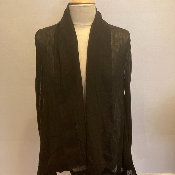 Crea Concept Longsleeve Mixed Media Wrap Jacket (Black) - Picture 11 of 11